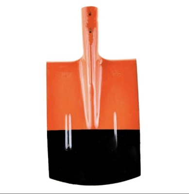 Лопата штыковая прямоугольная рельсовая сталь оранж.-черная без черенка