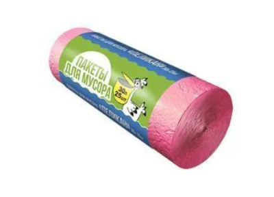 Пакеты для мусора 30л.* 25 шт. 7мкм розовые Пеликан 2А  90 рул/кор