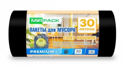 Пакеты для мусора 30л.*20 шт.Суперпрочные МирПак 20 мкм