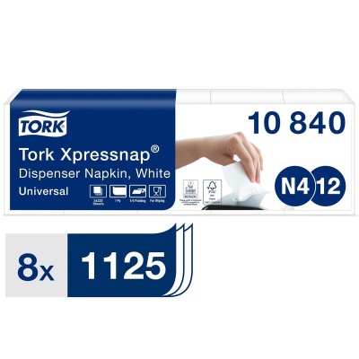 Салфетки диспенсерные Tork Xpressnap N4, 33*33, белые, 1-сл. 225л.*5шт. 10840 