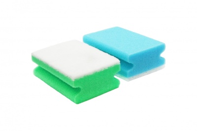 Губка для посуды 130*70*44 Зеленая / белый абразив 8шт/уп  16шт/кор Т103/Т123