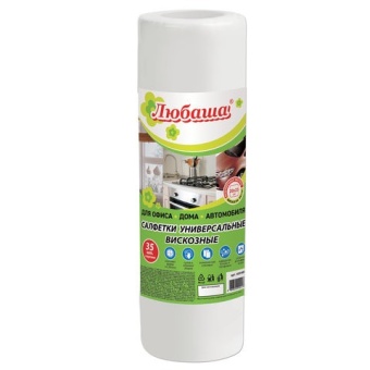 Салфетки вискозные  в рулоне белые ЛЮБАША 35 листов